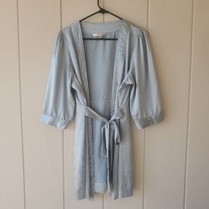 Victoria's Secret Womens Robe Kimono Sz Medium Blue Short with Pocket Ti…